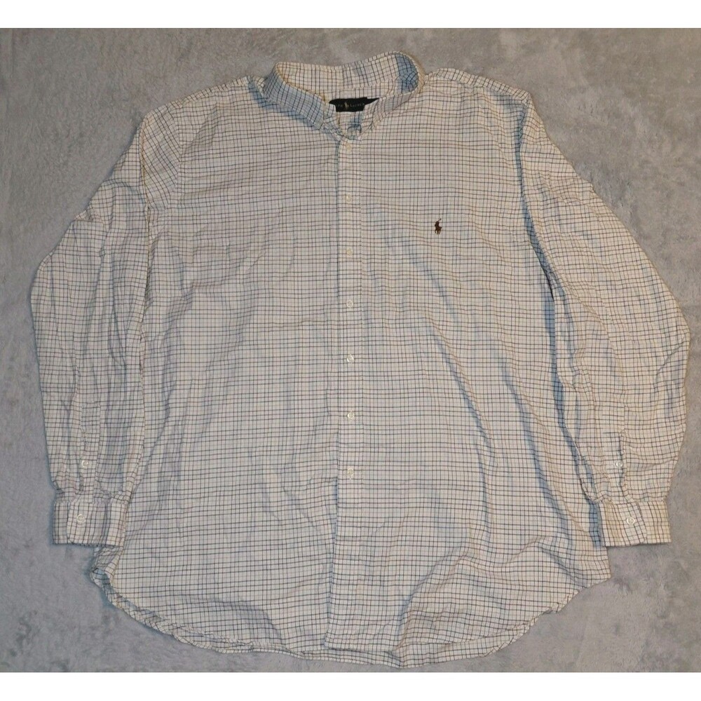 Polo Ralph Lauren Mens Classic Fit Long Sleeve Button Up Shirt Brown Plaid 3XL
